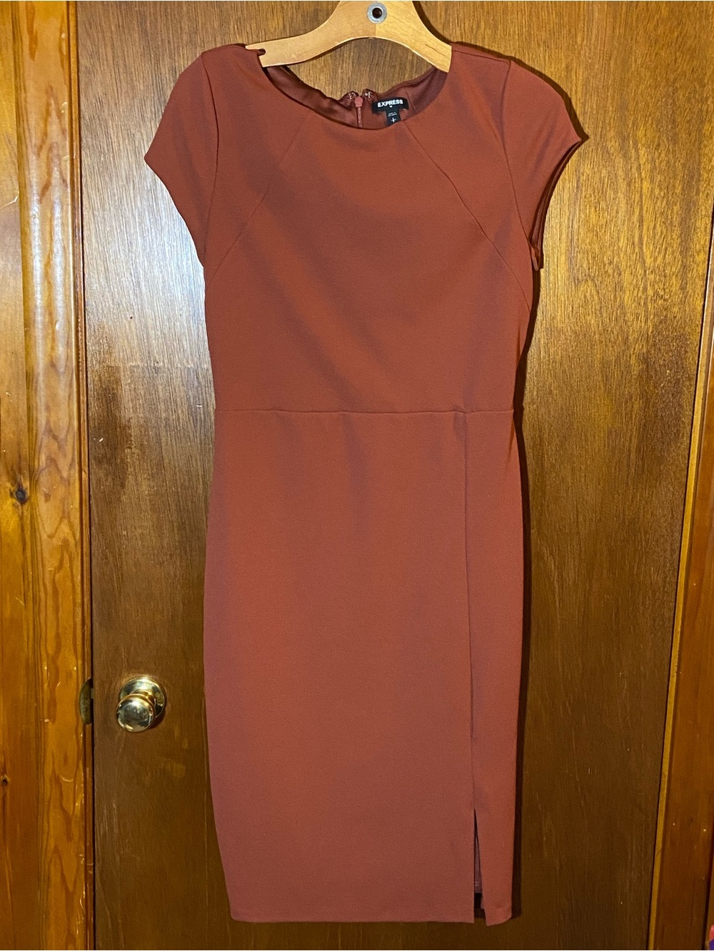Express Rust-Red Cap Sleeve Midi Dress